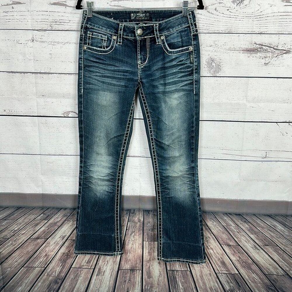 Silver Jeans Womens 26 Blue Aiko Boot Cut Western Embroidered Rodeo Thick Stitch